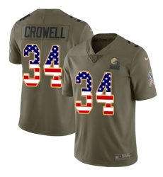 Men's Nike Cleveland Browns #34 Isaiah Crowell Limited Olive/USA Flag 2017 Salute to Service NFL Jersey