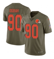Men's Nike Cleveland Browns #90 Emmanuel Ogbah Limited Olive 2017 Salute to Service NFL Jersey