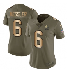 Women's Nike Cleveland Browns #6 Cody Kessler Limited Olive/Gold 2017 Salute to Service NFL Jersey