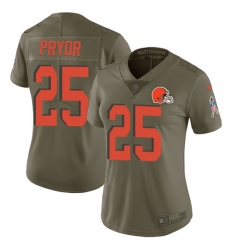 Women's Nike Cleveland Browns #25 Calvin Pryor Limited Olive 2017 Salute to Service NFL Jersey