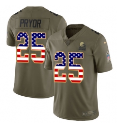 Youth Nike Cleveland Browns #25 Calvin Pryor Limited Olive/USA Flag 2017 Salute to Service NFL Jersey