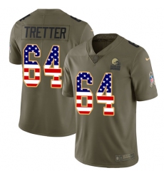 Men's Nike Cleveland Browns #64 JC Tretter Limited Olive/USA Flag 2017 Salute to Service NFL Jersey