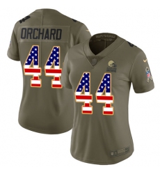 Women's Nike Cleveland Browns #44 Nate Orchard Limited Olive/USA Flag 2017 Salute to Service NFL Jersey