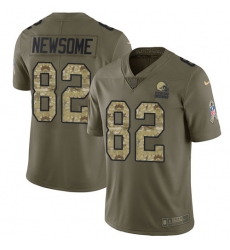 Men's Nike Cleveland Browns #82 Ozzie Newsome Limited Olive/Camo 2017 Salute to Service NFL Jersey