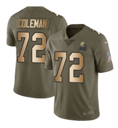 Men's Nike Cleveland Browns #72 Shon Coleman Limited Olive/Gold 2017 Salute to Service NFL Jersey
