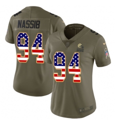 Women's Nike Cleveland Browns #94 Carl Nassib Limited Olive/USA Flag 2017 Salute to Service NFL Jersey