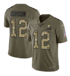 Youth Nike Cleveland Browns #12 Josh Gordon Limited Olive/Camo 2017 Salute to Service NFL Jersey
