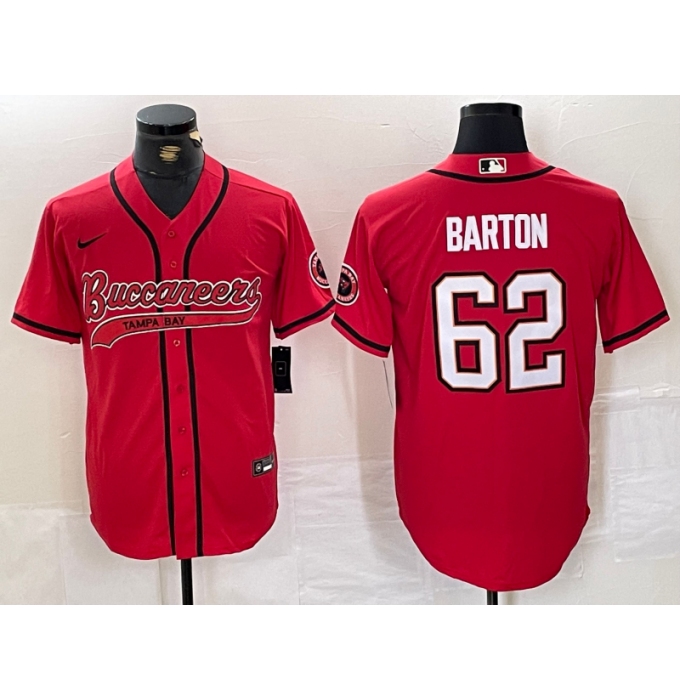 Men's Tampa Bay Buccaneers #62 Graham Barton Red Cool Base Stitched Baseball Jersey