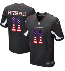 Men's Nike Arizona Cardinals #11 Larry Fitzgerald Elite Black Alternate USA Flag Fashion NFL Jersey