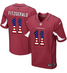 Men's Nike Arizona Cardinals #11 Larry Fitzgerald Elite Red Home USA Flag Fashion NFL Jersey