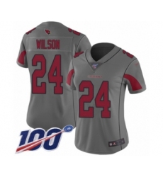 Women's Arizona Cardinals #24 Adrian Wilson Limited Silver Inverted Legend 100th Season Football Jersey