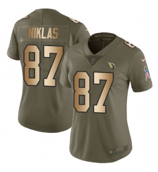 Women's Nike Arizona Cardinals #87 Troy Niklas Limited Olive/Gold 2017 Salute to Service NFL Jersey