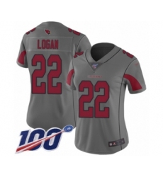 Women's Arizona Cardinals #22 T. J. Logan Limited Silver Inverted Legend 100th Season Football Jersey