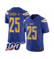Men's Los Angeles Chargers #25 Melvin Gordon Limited Electric Blue Rush Vapor Untouchable 100th Season Football Jersey