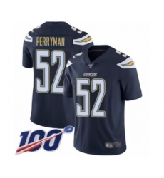Men's Los Angeles Chargers #52 Denzel Perryman Navy Blue Team Color Vapor Untouchable Limited Player 100th Season Football Jersey