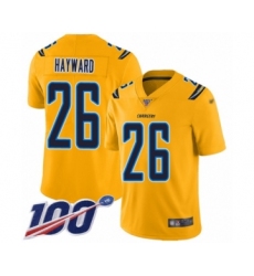 Men's Los Angeles Chargers #26 Casey Hayward Limited Gold Inverted Legend 100th Season Football Jersey