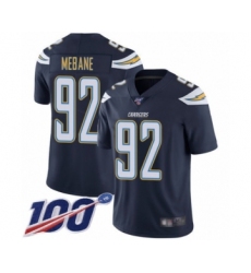 Men's Los Angeles Chargers #92 Brandon Mebane Navy Blue Team Color Vapor Untouchable Limited Player 100th Season Football Jersey