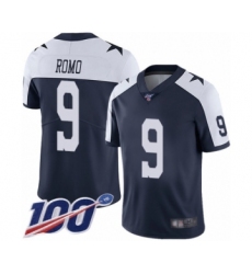 Men's Dallas Cowboys #9 Tony Romo Navy Blue Throwback Alternate Vapor Untouchable Limited Player 100th Season Football Jersey