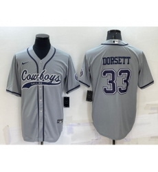 Men's Dallas Cowboys #33 Tony Dorsett Grey Stitched Cool Base Nike Baseball Jersey