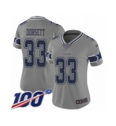 Women's Dallas Cowboys #33 Tony Dorsett Limited Gray Inverted Legend 100th Season Football Jersey