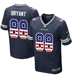 Men's Nike Dallas Cowboys #88 Dez Bryant Elite Navy Blue Home USA Flag Fashion NFL Jersey