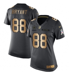 Women's Nike Dallas Cowboys #88 Dez Bryant Limited Black/Gold Salute to Service NFL Jersey