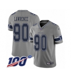 Youth Dallas Cowboys #90 DeMarcus Lawrence Limited Gray Inverted Legend 100th Season Football Jersey