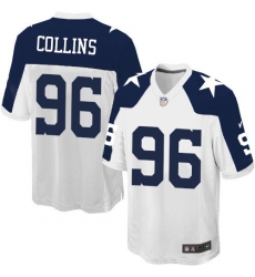 Men's Nike Dallas Cowboys #96 Maliek Collins Game White Throwback Alternate NFL Jersey