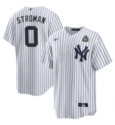 Men's New York Yankees #0 Marcus Stroman White 2024 World Series With Name Cool Base Stitched Baseball Jersey