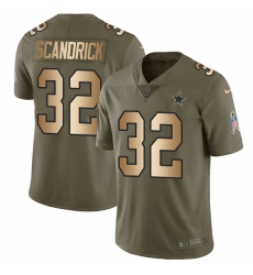 Men's Nike Dallas Cowboys #32 Orlando Scandrick Limited Olive/Gold 2017 Salute to Service NFL Jersey