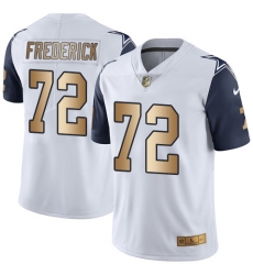 Men's Nike Dallas Cowboys #72 Travis Frederick Limited White/Gold Rush NFL Jersey