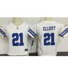Toddler Dallas Cowboys #21 Ezekiel Elliott White Road Stitched NFL Nike Game Jersey