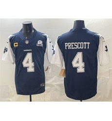 Men's Dallas Cowboys #4 Dak Prescott Navy F.U.S.E. With Established In 1960 And 4-Star C Vapor Limited Stitched Football Jersey