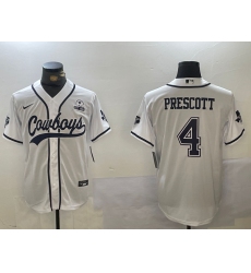 Men's Dallas Cowboys #4 Dak Prescott White With 1960 Cool Base Stitched Baseball Jersey