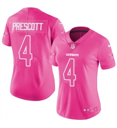 Women's Nike Dallas Cowboys #4 Dak Prescott Limited Pink Rush Fashion NFL Jersey