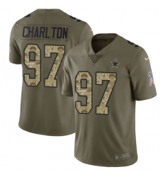 Men's Nike Dallas Cowboys #97 Taco Charlton Limited Olive/Camo 2017 Salute to Service NFL Jersey