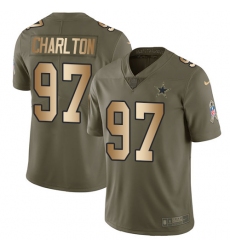 Youth Nike Dallas Cowboys #97 Taco Charlton Limited Olive/Gold 2017 Salute to Service NFL Jersey