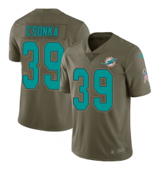 Men's Nike Miami Dolphins #39 Larry Csonka Limited Olive 2017 Salute to Service NFL Jersey