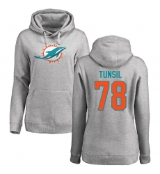 NFL Women's Nike Miami Dolphins #78 Laremy Tunsil Ash Name & Number Logo Pullover Hoodie