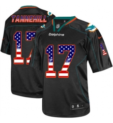 Men's Nike Miami Dolphins #17 Ryan Tannehill Elite Black USA Flag Fashion NFL Jersey
