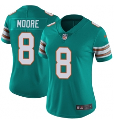 Women's Nike Miami Dolphins #8 Matt Moore Aqua Green Alternate Vapor Untouchable Limited Player NFL Jersey