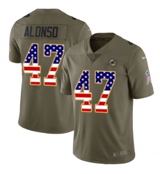 Men's Nike Miami Dolphins #47 Kiko Alonso Limited Olive/USA Flag 2017 Salute to Service NFL Jersey