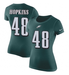 Women's Nike Philadelphia Eagles #48 Wes Hopkins Green Rush Pride Name & Number T-Shirt