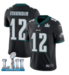 Men's Nike Philadelphia Eagles #12 Randall Cunningham Black Alternate Vapor Untouchable Limited Player Super Bowl LII NFL Jersey