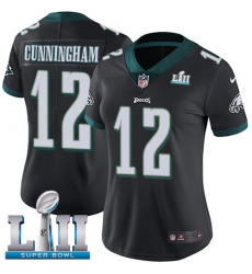 Women's Nike Philadelphia Eagles #12 Randall Cunningham Black Alternate Vapor Untouchable Limited Player Super Bowl LII NFL Jersey
