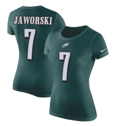 Women's Nike Philadelphia Eagles #7 Ron Jaworski Green Rush Pride Name & Number T-Shirt