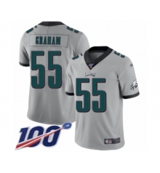 Men's Philadelphia Eagles #55 Brandon Graham Limited Silver Inverted Legend 100th Season Football Jersey