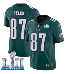 Men's Nike Philadelphia Eagles #87 Brent Celek Midnight Green Team Color Vapor Untouchable Limited Player Super Bowl LII NFL Jersey