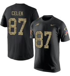 Nike Philadelphia Eagles #87 Brent Celek Black Camo Salute to Service T-Shirt