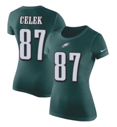 Women's Nike Philadelphia Eagles #87 Brent Celek Green Rush Pride Name & Number T-Shirt